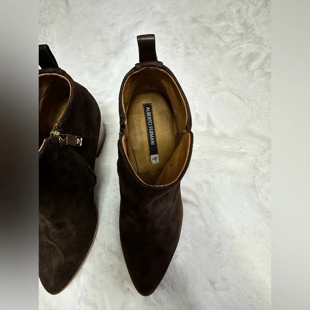 Alberto Fermani Rich suede Brown Ankle Booties - Picture 3 of 14